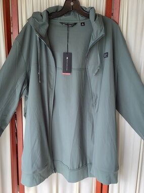 Travis Mathew Mens Full Zip Wanderlust Golf Hoodie Green 4 Way Stretch Size XL